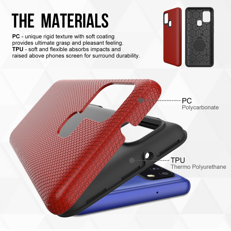 For Samsung Galaxy A21s Triangle Armor Texture TPU + PC Case