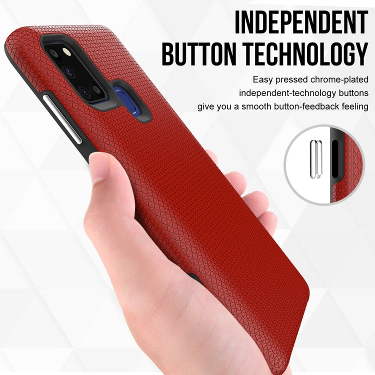 For Samsung Galaxy A21s Triangle Armor Texture TPU + PC Case