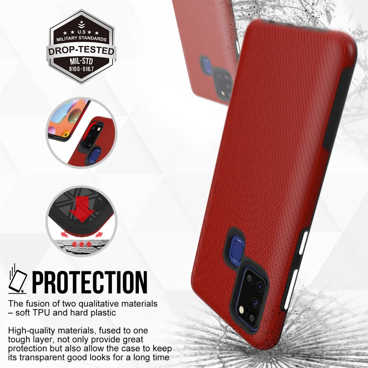 For Samsung Galaxy A21s Triangle Armor Texture TPU + PC Case