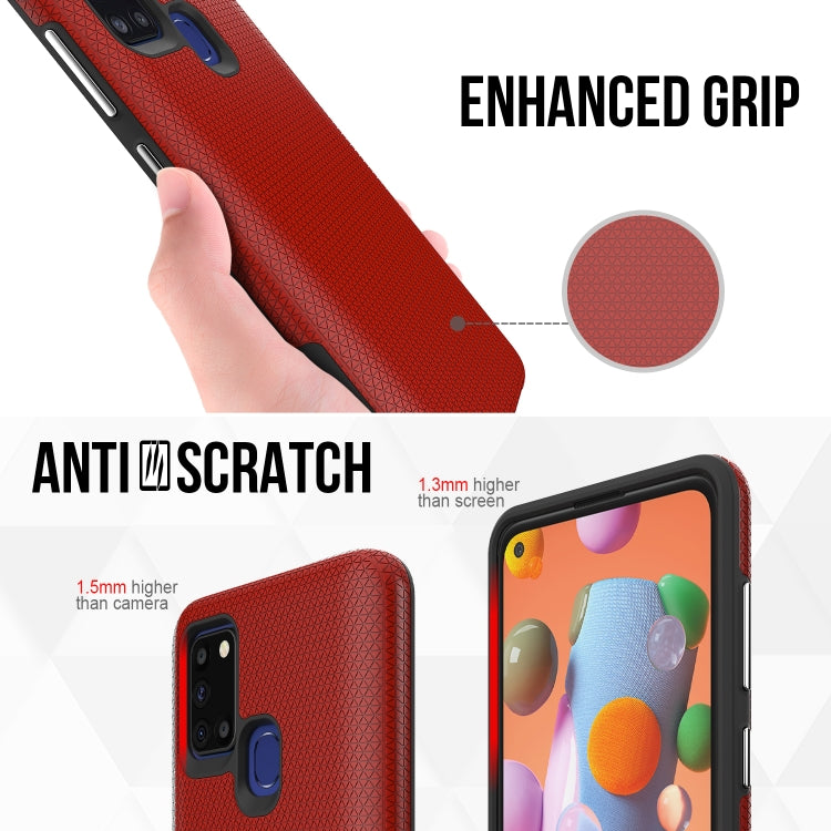 For Samsung Galaxy A21s Triangle Armor Texture TPU + PC Case