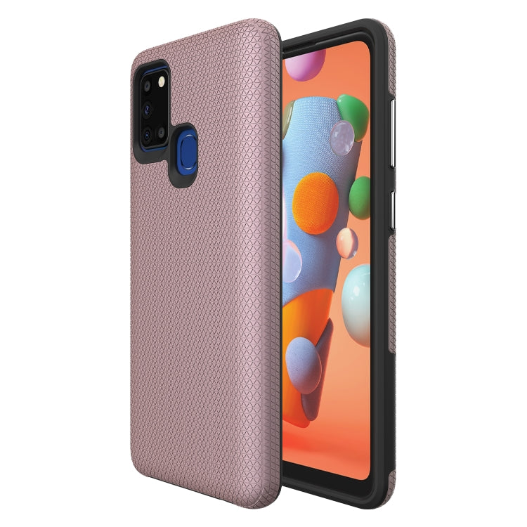 For Samsung Galaxy A21s Triangle Armor Texture TPU + PC Case
