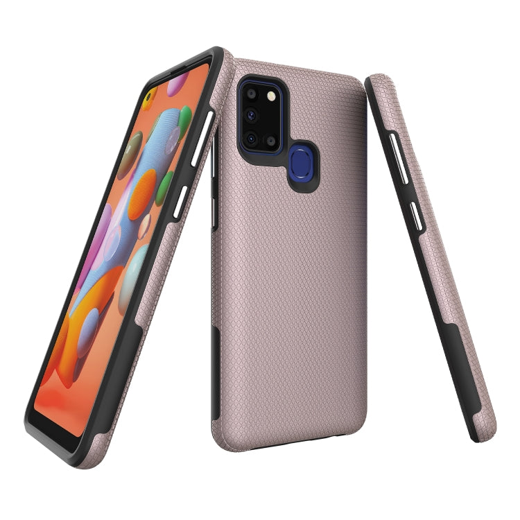 For Samsung Galaxy A21s Triangle Armor Texture TPU + PC Case