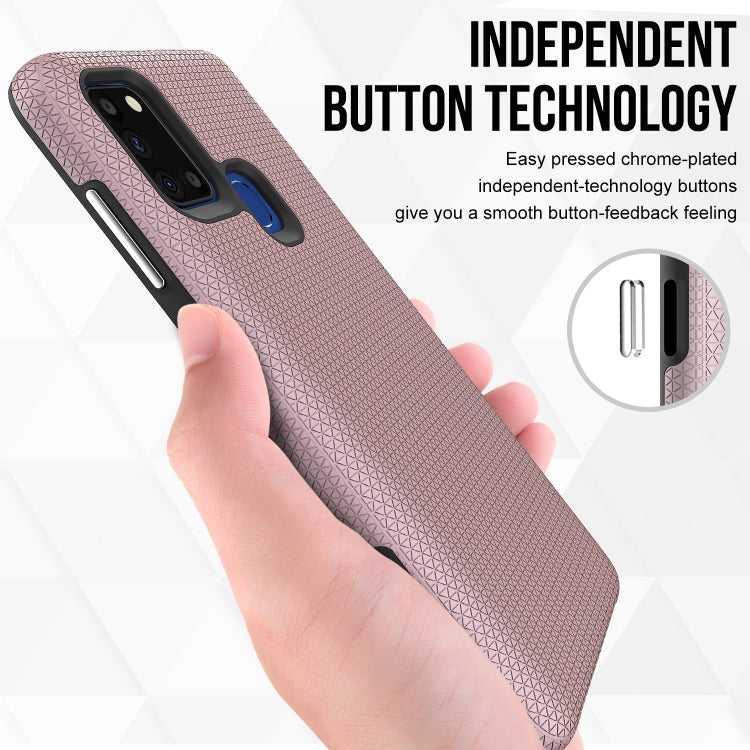 For Samsung Galaxy A21s Triangle Armor Texture TPU + PC Case