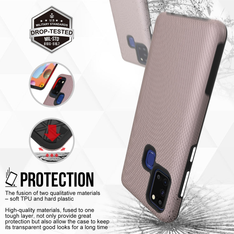 For Samsung Galaxy A21s Triangle Armor Texture TPU + PC Case