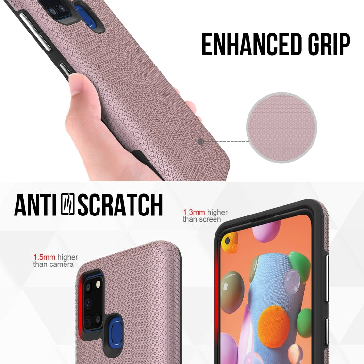 For Samsung Galaxy A21s Triangle Armor Texture TPU + PC Case