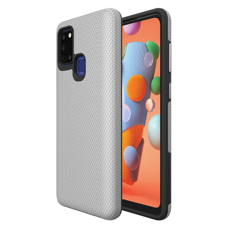 For Samsung Galaxy A21s Triangle Armor Texture TPU + PC Case