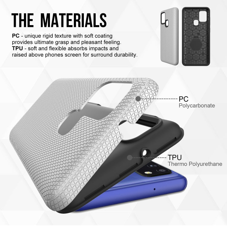 For Samsung Galaxy A21s Triangle Armor Texture TPU + PC Case