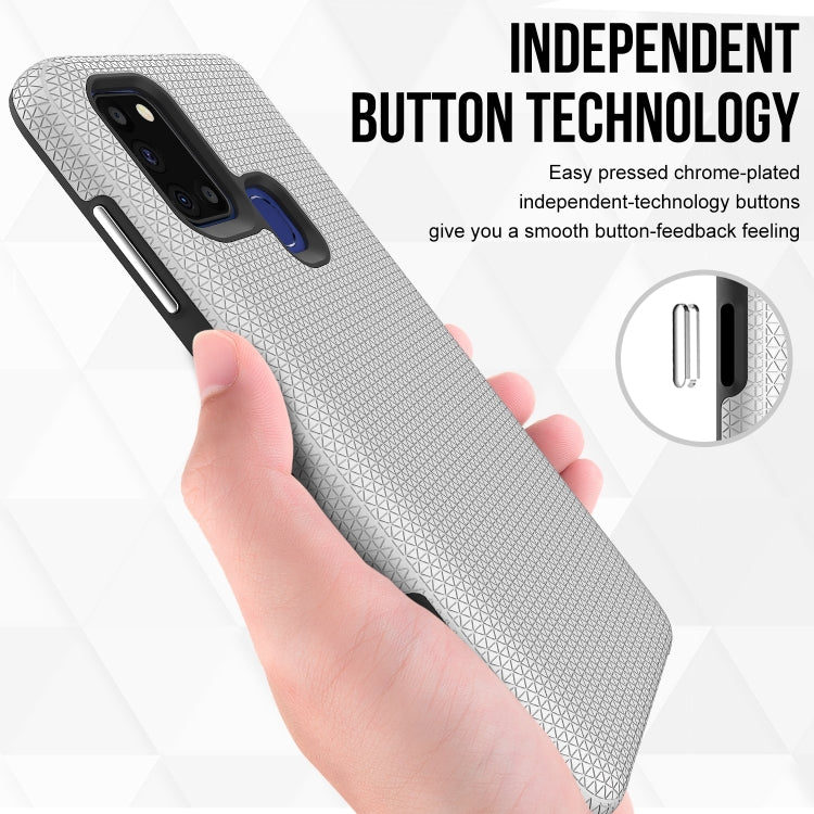 For Samsung Galaxy A21s Triangle Armor Texture TPU + PC Case