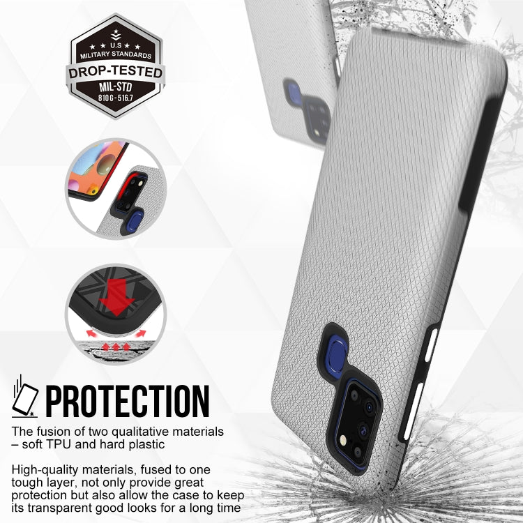 For Samsung Galaxy A21s Triangle Armor Texture TPU + PC Case
