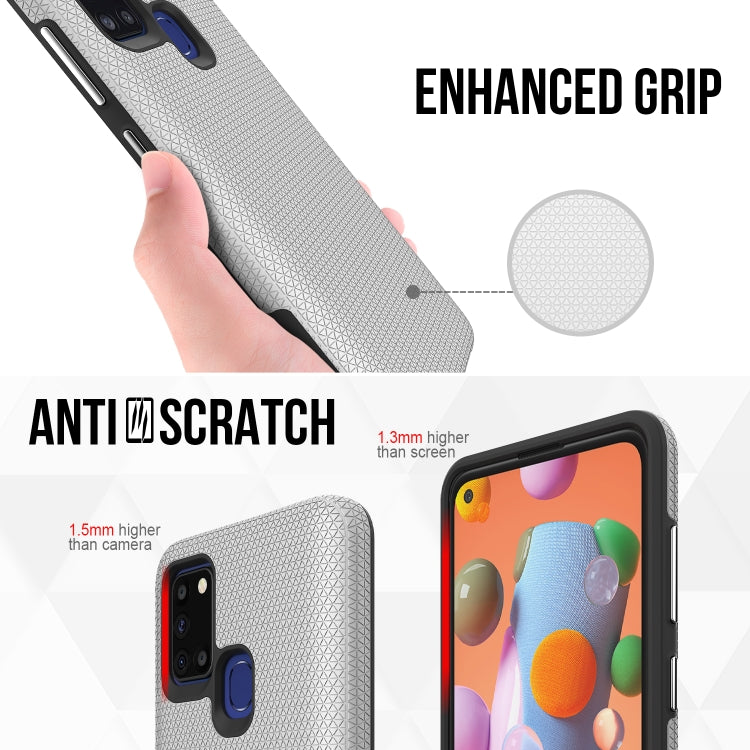 For Samsung Galaxy A21s Triangle Armor Texture TPU + PC Case