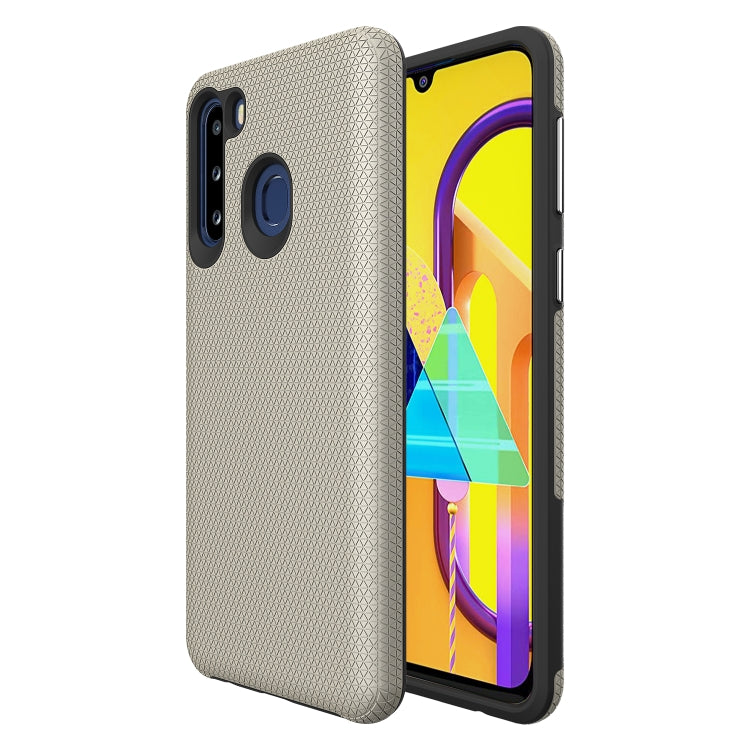 For Samsung Galaxy A21(EU Version) Triangle Armor Texture TPU + PC Case