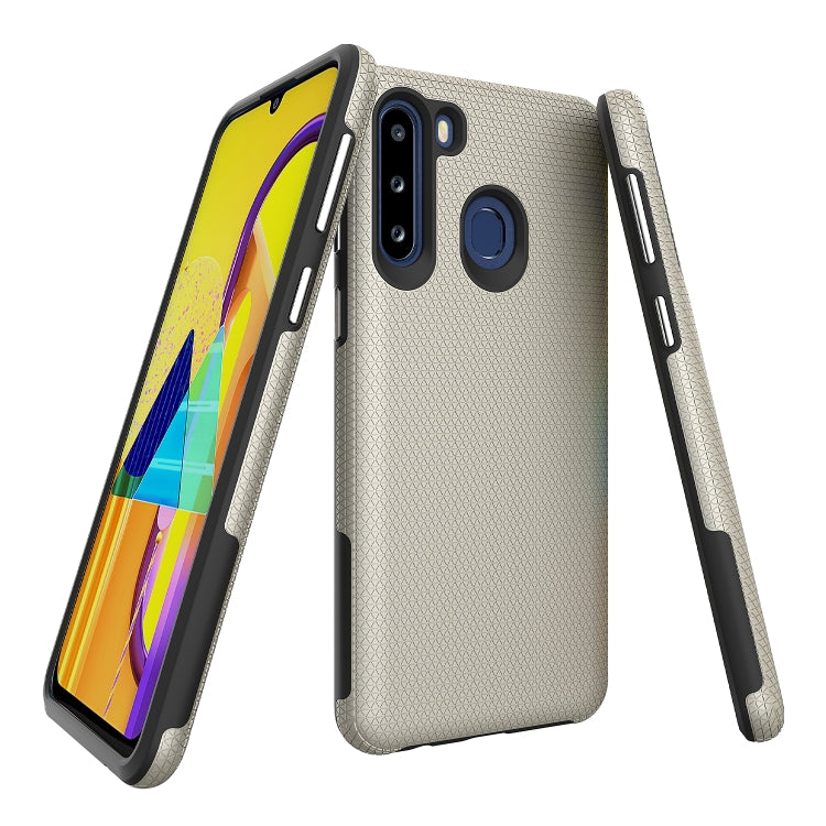 For Samsung Galaxy A21(EU Version) Triangle Armor Texture TPU + PC Case