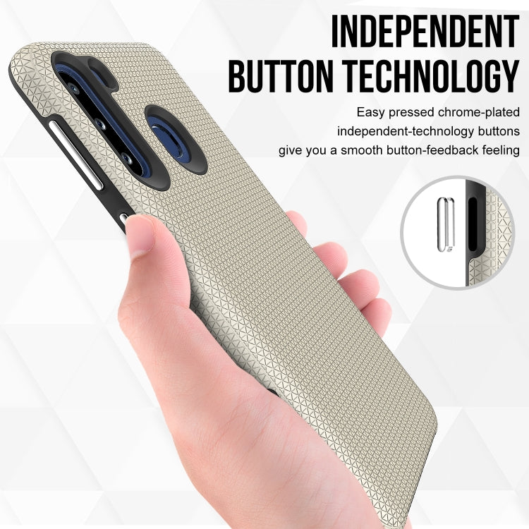 For Samsung Galaxy A21(EU Version) Triangle Armor Texture TPU + PC Case