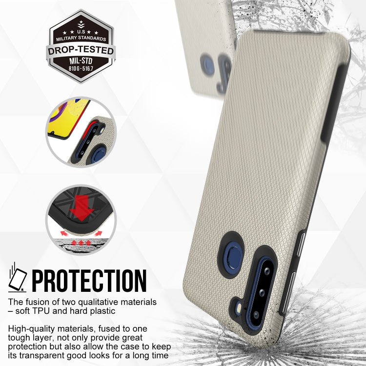 For Samsung Galaxy A21(EU Version) Triangle Armor Texture TPU + PC Case
