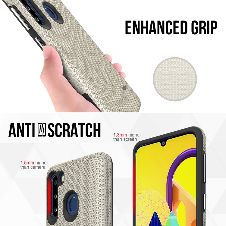 For Samsung Galaxy A21(EU Version) Triangle Armor Texture TPU + PC Case