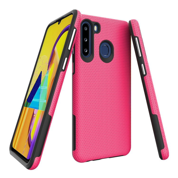 For Samsung Galaxy A21(EU Version) Triangle Armor Texture TPU + PC Case