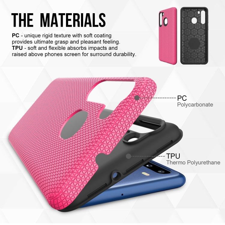 For Samsung Galaxy A21(EU Version) Triangle Armor Texture TPU + PC Case