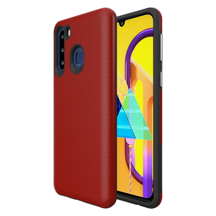 For Samsung Galaxy A21(EU Version) Triangle Armor Texture TPU + PC Case