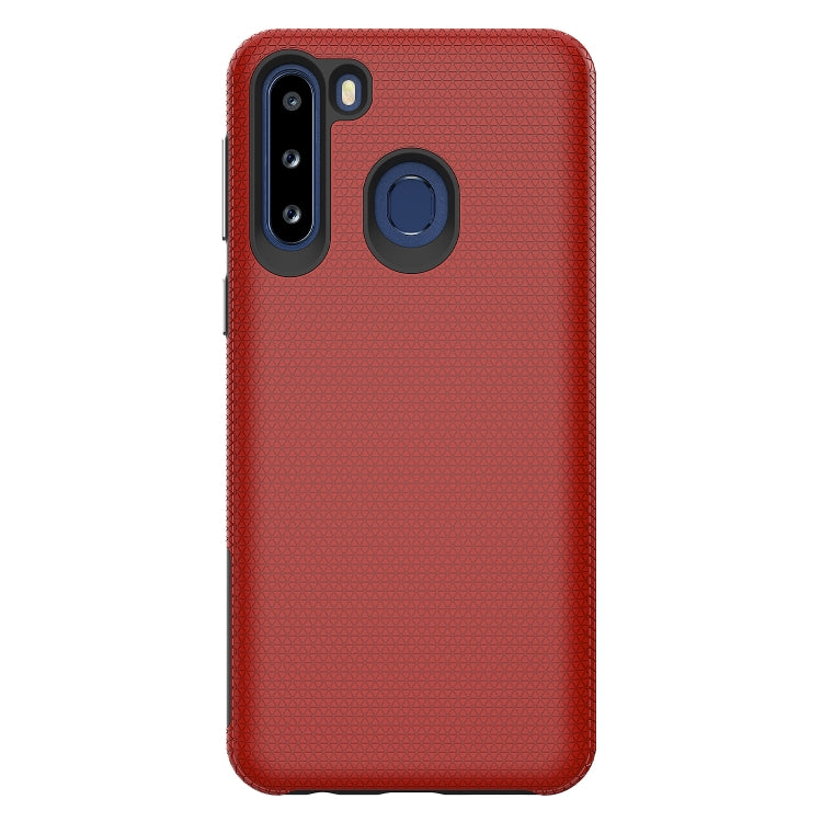 For Samsung Galaxy A21(EU Version) Triangle Armor Texture TPU + PC Case