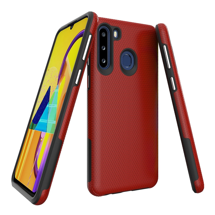 For Samsung Galaxy A21(EU Version) Triangle Armor Texture TPU + PC Case