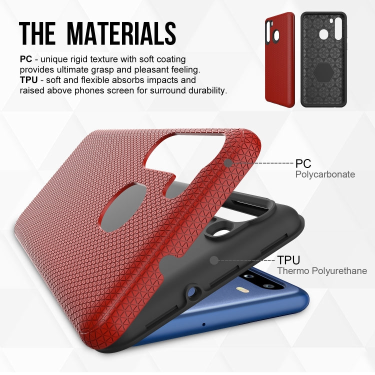 For Samsung Galaxy A21(EU Version) Triangle Armor Texture TPU + PC Case