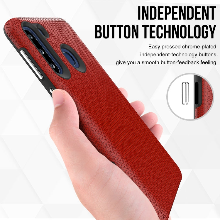 For Samsung Galaxy A21(EU Version) Triangle Armor Texture TPU + PC Case