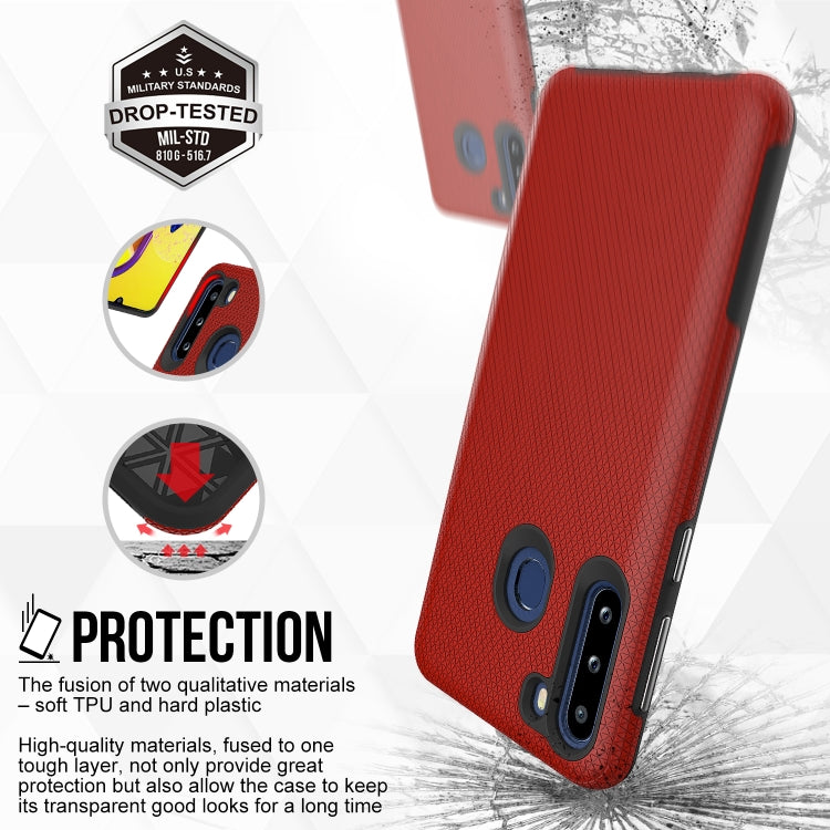 For Samsung Galaxy A21(EU Version) Triangle Armor Texture TPU + PC Case