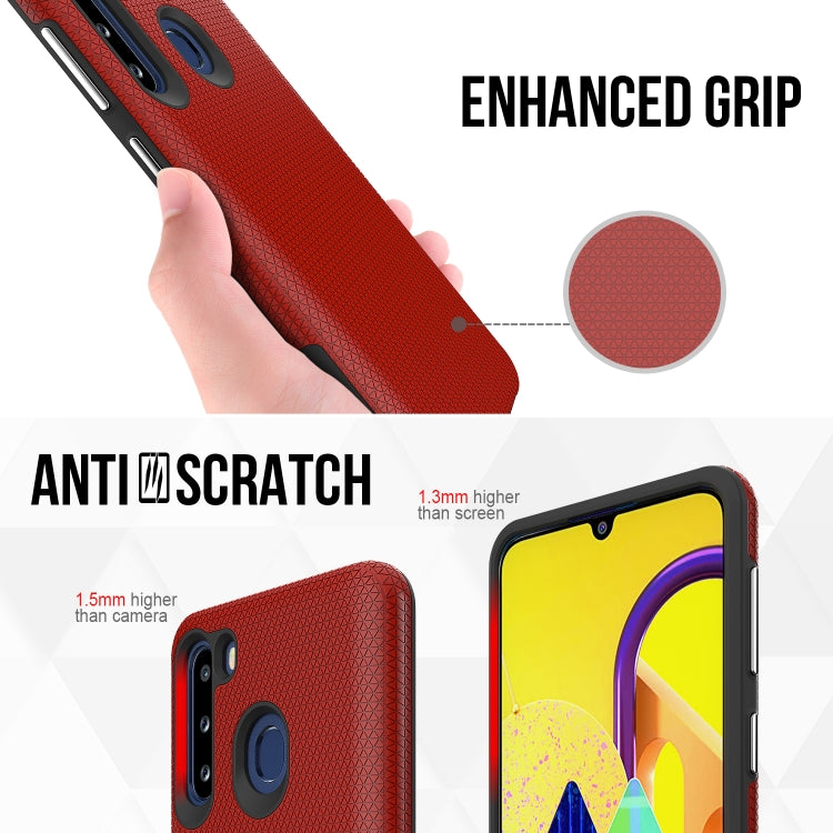 For Samsung Galaxy A21(EU Version) Triangle Armor Texture TPU + PC Case