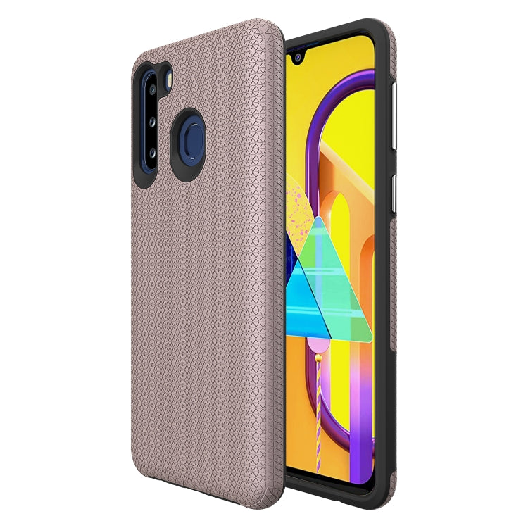 For Samsung Galaxy A21(EU Version) Triangle Armor Texture TPU + PC Case