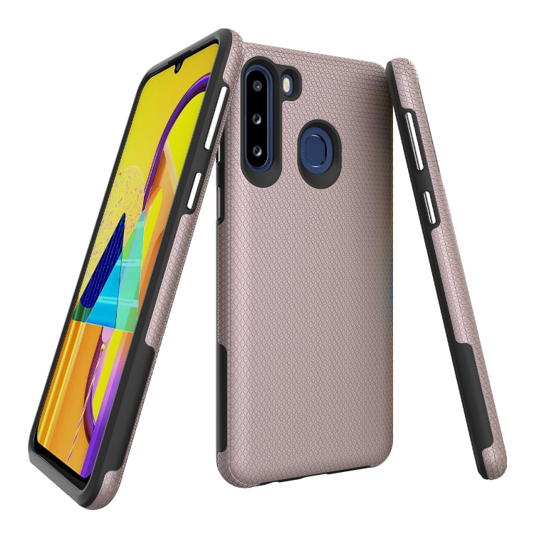 For Samsung Galaxy A21(EU Version) Triangle Armor Texture TPU + PC Case