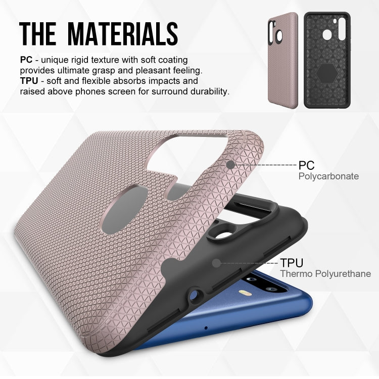 For Samsung Galaxy A21(EU Version) Triangle Armor Texture TPU + PC Case