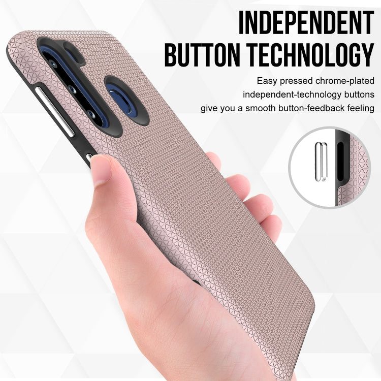 For Samsung Galaxy A21(EU Version) Triangle Armor Texture TPU + PC Case