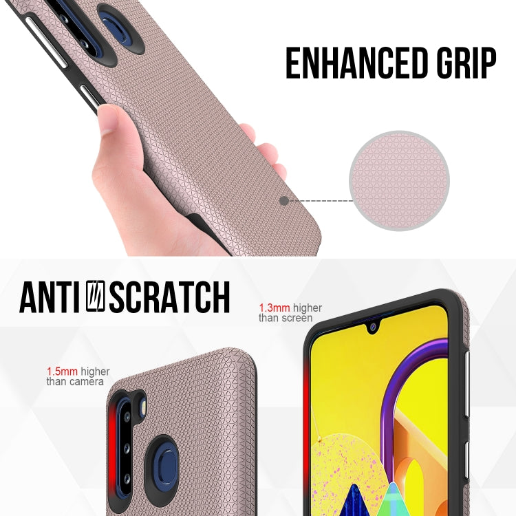 For Samsung Galaxy A21(EU Version) Triangle Armor Texture TPU + PC Case