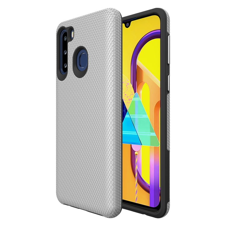 For Samsung Galaxy A21(EU Version) Triangle Armor Texture TPU + PC Case