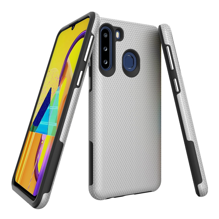 For Samsung Galaxy A21(EU Version) Triangle Armor Texture TPU + PC Case