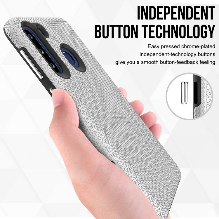 For Samsung Galaxy A21(EU Version) Triangle Armor Texture TPU + PC Case