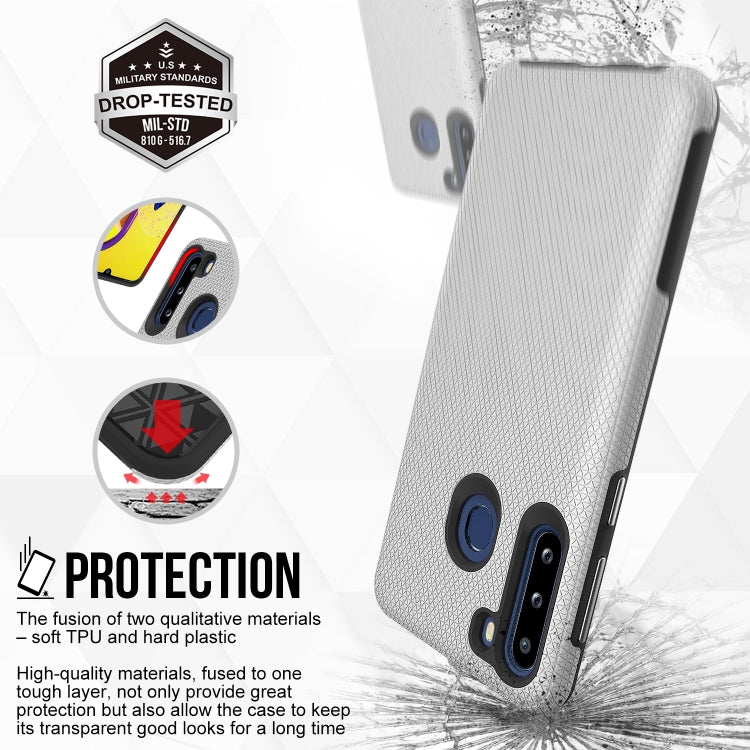 For Samsung Galaxy A21(EU Version) Triangle Armor Texture TPU + PC Case