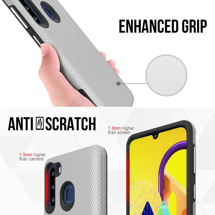For Samsung Galaxy A21(EU Version) Triangle Armor Texture TPU + PC Case