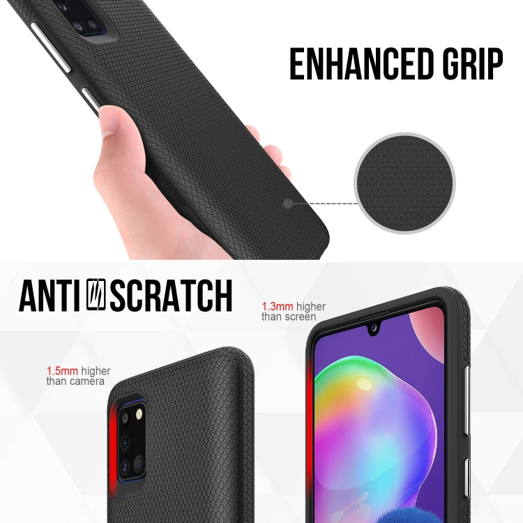For Samsung Galaxy A31 Triangle Armor Texture TPU + PC Case