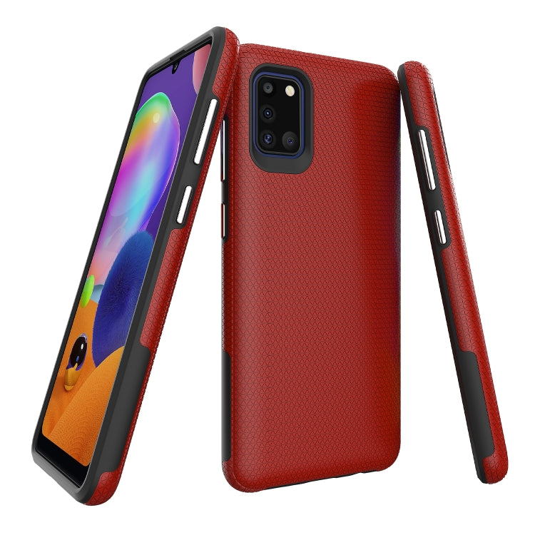 For Samsung Galaxy A31 Triangle Armor Texture TPU + PC Case