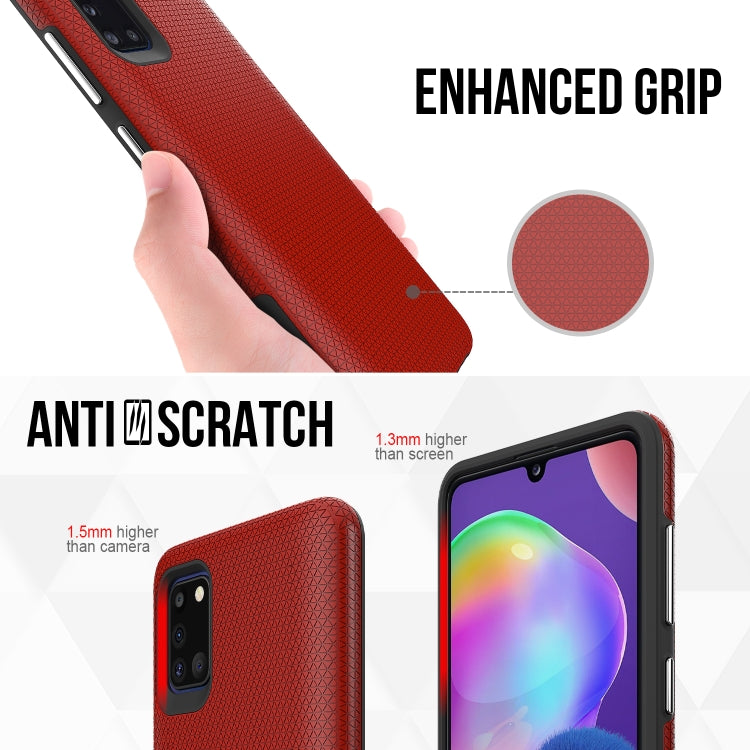 For Samsung Galaxy A31 Triangle Armor Texture TPU + PC Case