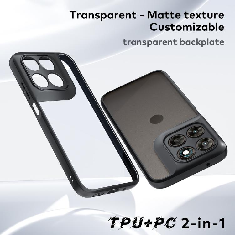 For Motorola Moto G77 5G Frosted TPU + Transparent PC Phone Case - Transparent