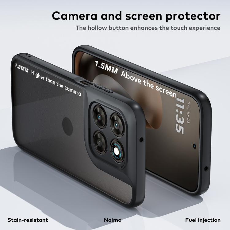 For Motorola Moto G77 5G Frosted TPU + Transparent PC Phone Case - Transparent