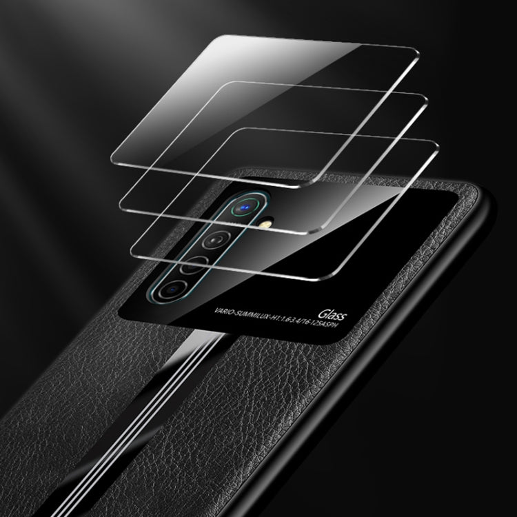 For OPPO K5 Leather Texture PU + Glass + TPU Shockproof Protective Case