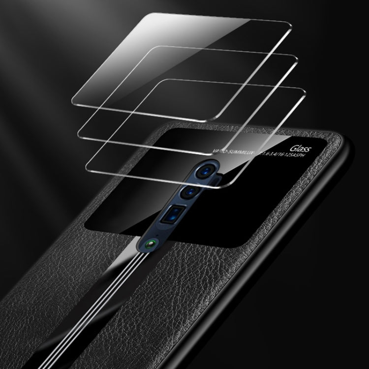 For OPPO Reno 10x zoom Leather Texture PU + Glass + TPU Shockproof Protective Case