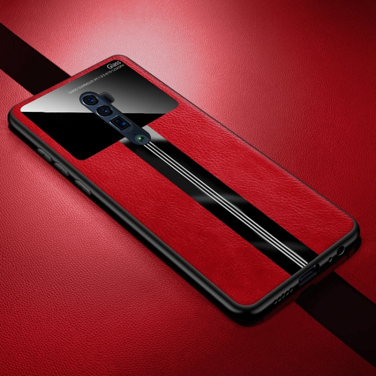 For OPPO Reno 10x zoom Leather Texture PU + Glass + TPU Shockproof Protective Case