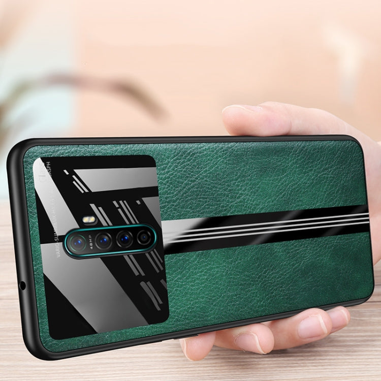 For OPPO Reno Ace Leather Texture PU + Glass + TPU Shockproof Protective Case