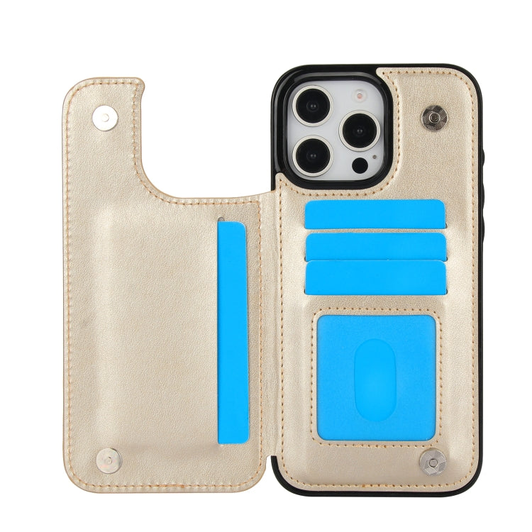 For iPhone 16 Pro Max Double Buckle Butterfly Embossing PU Phone Case