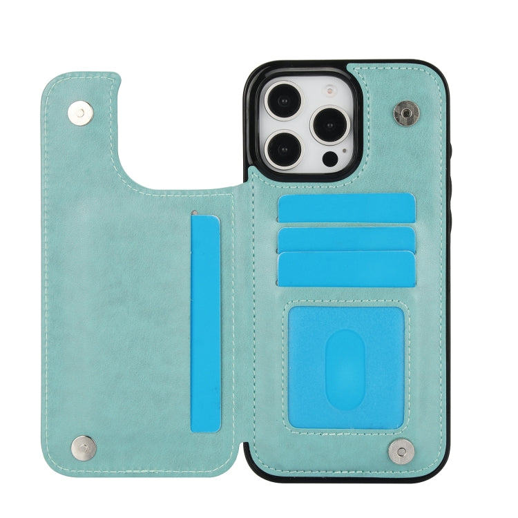 For iPhone 16 Pro Max Double Buckle Butterfly Embossing PU Phone Case