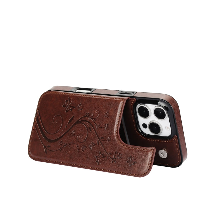 For iPhone 16 Pro Max Double Buckle Butterfly Embossing PU Phone Case
